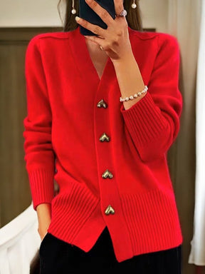 LIVIA - Cardigan Casual in Lana con Bottoni a Cuori 💝