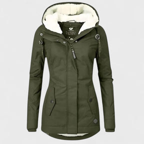 AlpiTech™ – Giacca Termica & Impermeabile da Donna con Cappuccio in Sherpa