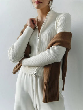 Livia – Cardigan Zip Doppiato in Cotone