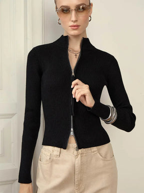 Livia – Cardigan Zip Doppiato in Cotone