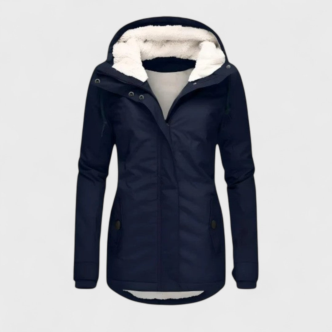 AlpiTech™ – Giacca Termica & Impermeabile da Donna con Cappuccio in Sherpa