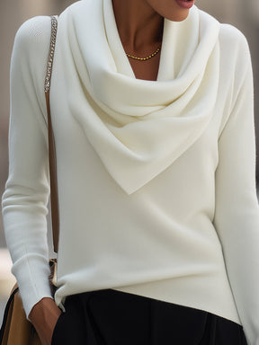 Ondina – Maglia elegante con collo morbido drappeggiato