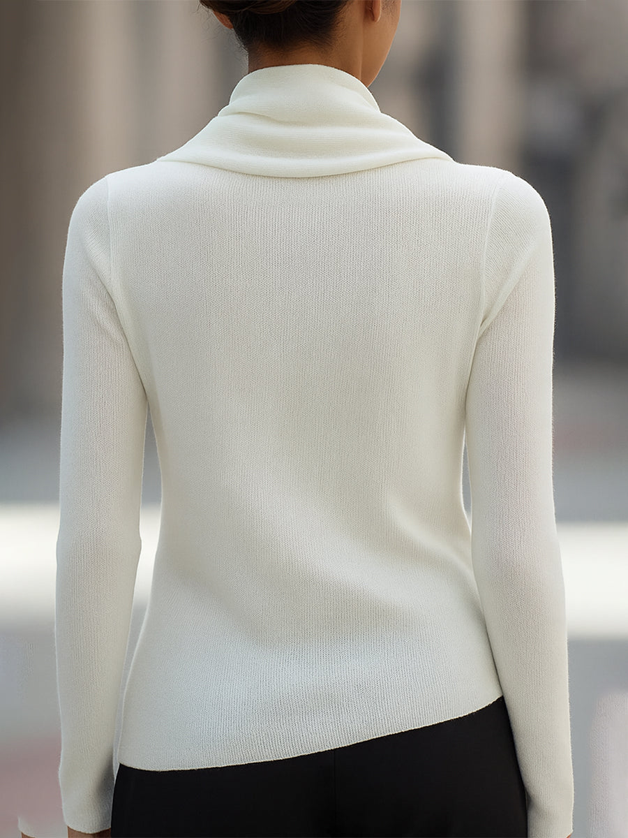 Ondina – Maglia elegante con collo morbido drappeggiato