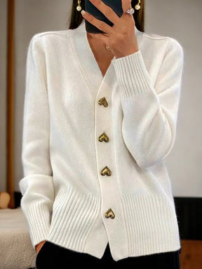 LIVIA - Cardigan Casual in Lana con Bottoni a Cuori 💝