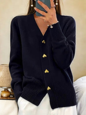 LIVIA - Cardigan Casual in Lana con Bottoni a Cuori 💝