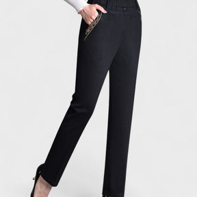 LIVIA DENIM - Jeans da donna con tasche laterali e vita elastica