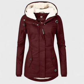 AlpiTech™ – Giacca Termica & Impermeabile da Donna con Cappuccio in Sherpa