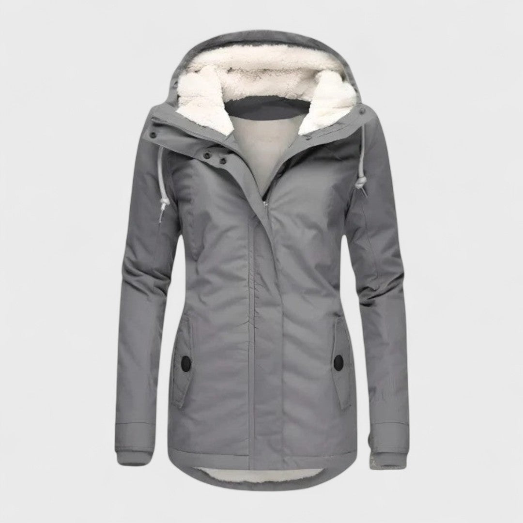 AlpiTech™ – Giacca Termica & Impermeabile da Donna con Cappuccio in Sherpa