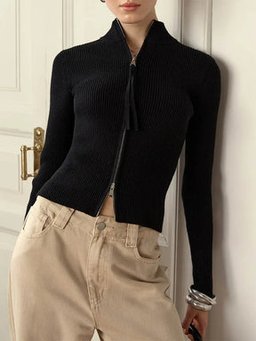 Livia – Cardigan Zip Doppiato in Cotone