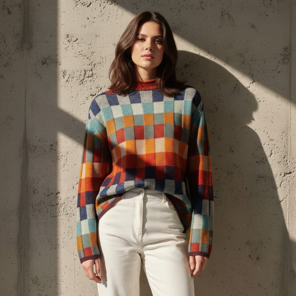 Bianca – Maglione in Merino a Quadri