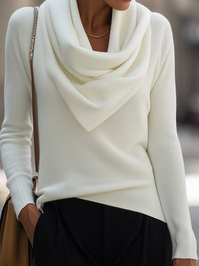 Ondina – Maglia elegante con collo morbido drappeggiato