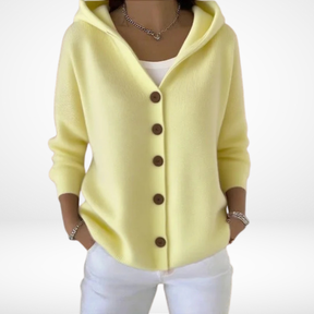 NABLI - Cardigan da donna con Cappuccio e Bottoni