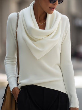 Ondina – Maglia elegante con collo morbido drappeggiato