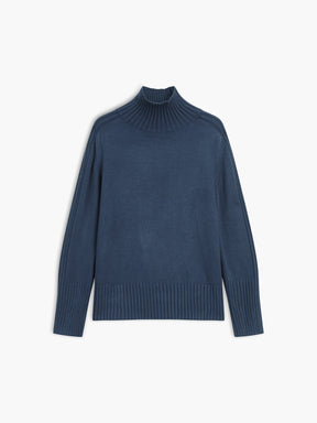 Bianca – Maglione a collo alto in maglia tinta unita